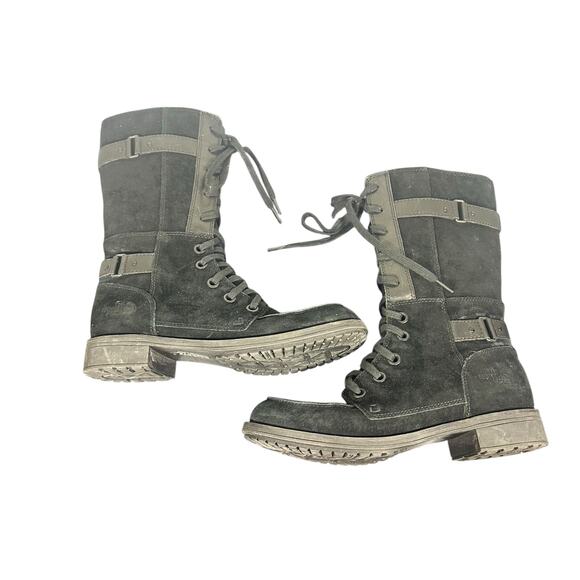 The North Face Black Leather Suede Combat Boots Women’s Sz 8.5 Lace-Up Mid-Calf - Picture 3 of 11